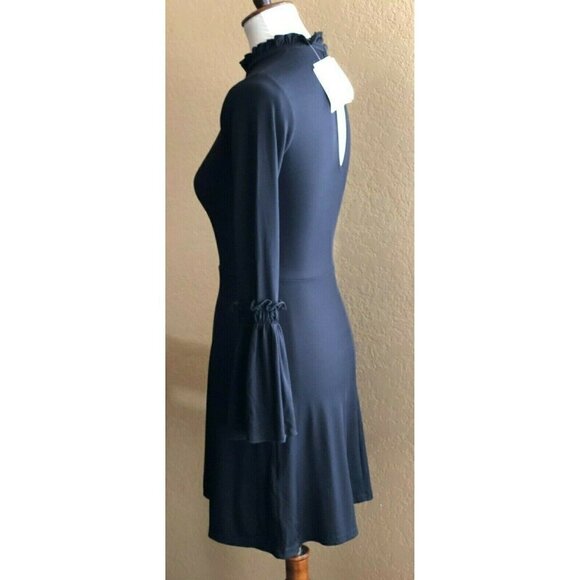 TOPSHOP Womens Black Fluted Ribbed Jersey Skater Dress Size 2 US NGB - Picture 11 of 12